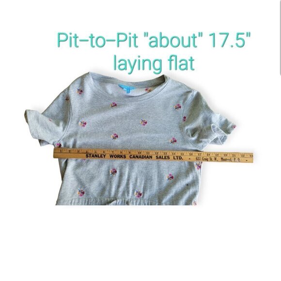 Draper James Heather Grey Embroidered Sweatshirt Dress XS - Picture 12 of 13